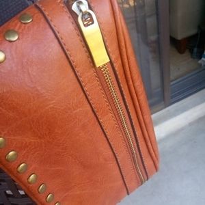 Pumpkin Orange leather Studded Fanny Pack